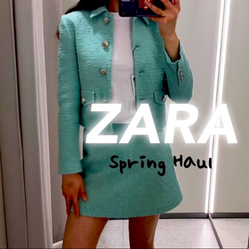 Zara TWEED TEXTURED High Waist Mini Skirt NEW